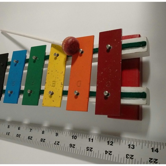 Vintage‎ Toy Xylophone Metal and Wood 8 Key/One Octave With Mallet - Picture 8 of 12